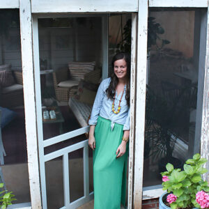 lady in front of porch